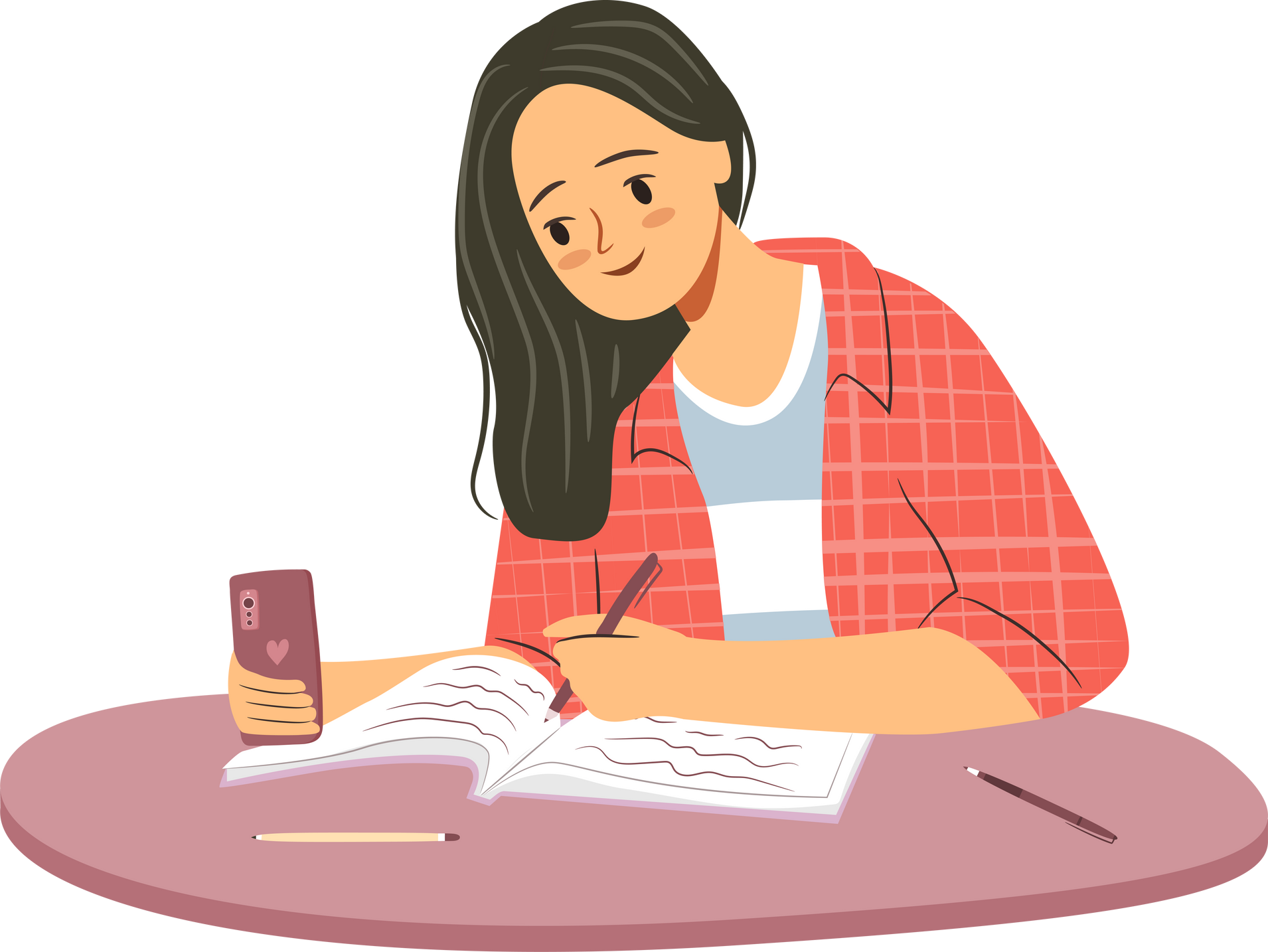 Girl Studying Illustration